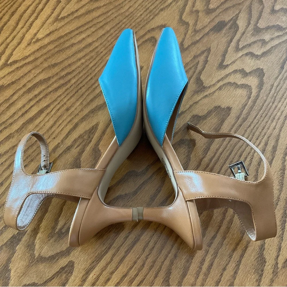 Monroe & Main Color Block Ankle Strap Heel/Pumps, Women’s Sz 6.5M